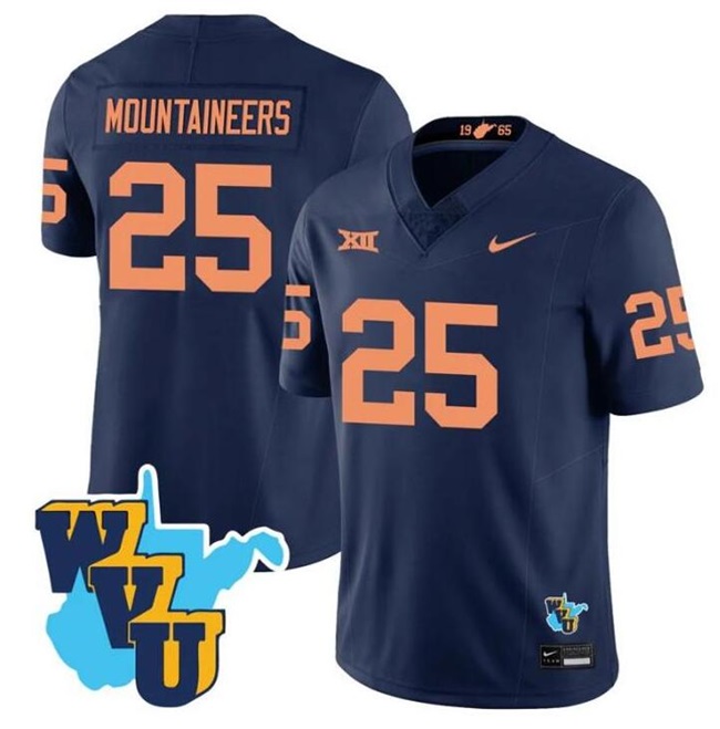 Men's West Virginia Mountaineers #25 Mountaineers Navy F.U.S.E. 1965-2025 Throwback Stitched Jersey